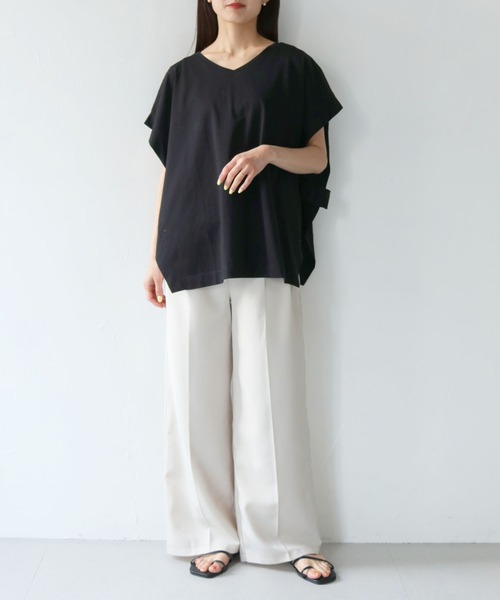 vingtrois（バントロア）の「【Vingtrois】ドライタッチコットンカットベスト（Tシャツ/カットソー・レディース・ブラック/グレイッシュベージュ/オフホワイト・M）」の5枚目の写真