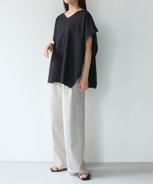 vingtrois（バントロア）の「【Vingtrois】ドライタッチコットンカットベスト（Tシャツ/カットソー・レディース・ブラック/グレイッシュベージュ/オフホワイト・M）」の16枚目の写真