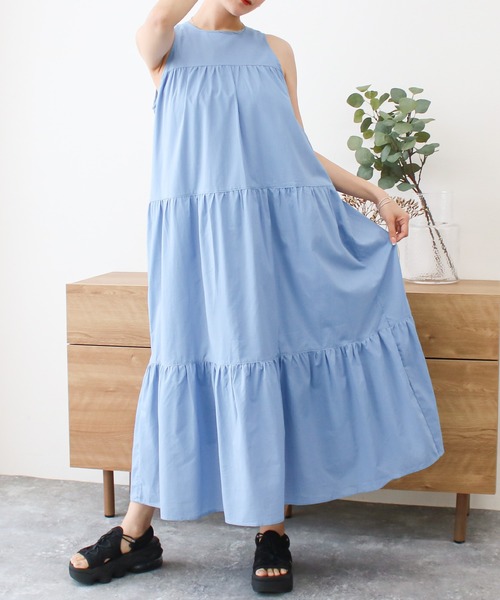 Social GIRL(ソーシャルガール)の「アメリカンスリーブティアードワンピース(ワンピース・レディース・ブラック/ブルー/ブラウン/オフホワイト/イエロー・M)」の1枚目の写真