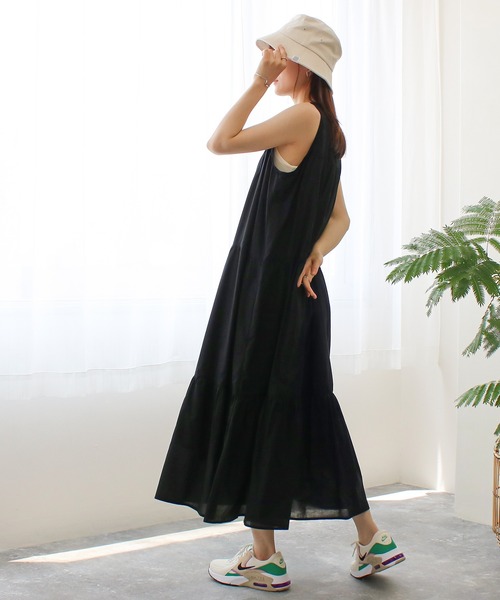 Social GIRL(ソーシャルガール)の「アメリカンスリーブティアードワンピース(ワンピース・レディース・ブラック/ブルー/ブラウン/オフホワイト/イエロー・M)」の3枚目の写真