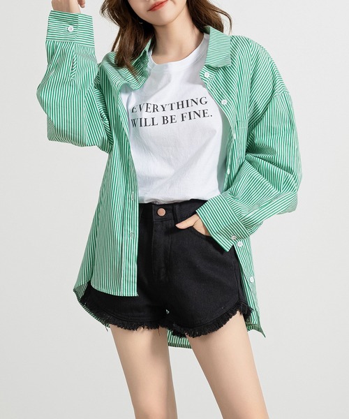 DAY CLOSET（デイ クローゼット）の「【大きいサイズ有/】ダメージ加工 フリンジ デニム ショートパンツ レディース（デニムパンツ・レディース・ホワイト/ブラック/ライトブルー/ミント/ブルー系その他/ブルー/ピンク・S/M/L/XL）」の15枚目の写真