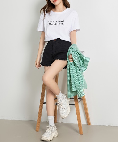 DAY CLOSET（デイ クローゼット）の「【大きいサイズ有/】ダメージ加工 フリンジ デニム ショートパンツ レディース（デニムパンツ・レディース・ホワイト/ブラック/ライトブルー/ミント/ブルー系その他/ブルー/ピンク・S/M/L/XL）」の17枚目の写真