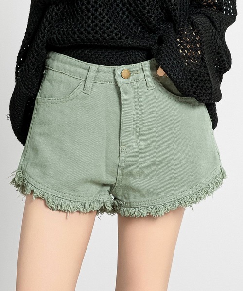 DAY CLOSET（デイ クローゼット）の「【大きいサイズ有/】ダメージ加工 フリンジ デニム ショートパンツ レディース（デニムパンツ・レディース・ホワイト/ブラック/ライトブルー/ミント/ブルー系その他/ブルー/ピンク・S/M/L/XL）」の18枚目の写真