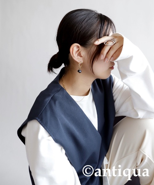 antiqua（アンティカ）の「ストーンモチーフピアス（ピアス（両耳用）・レディース・シルバー/ゴールド・FREE）」の10枚目の写真