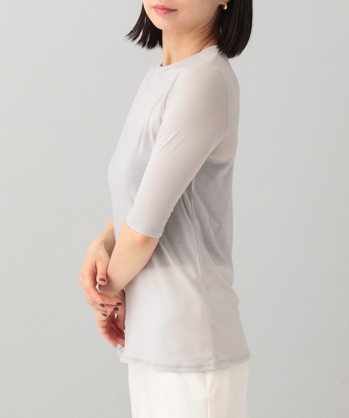 e/rm（イーアールエム）の「【e/rm】シアークルーネックTシャツ_5分袖（Tシャツ/カットソー・レディース・オフホワイト/ライトブラウン/ライトグレー・FREE）」の21枚目の写真