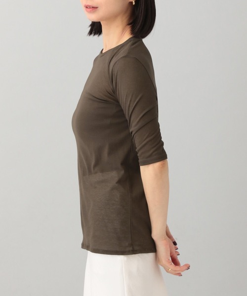 e/rm（イーアールエム）の「【e/rm】シアークルーネックTシャツ_5分袖（Tシャツ/カットソー・レディース・オフホワイト/ライトブラウン/ライトグレー・FREE）」の14枚目の写真