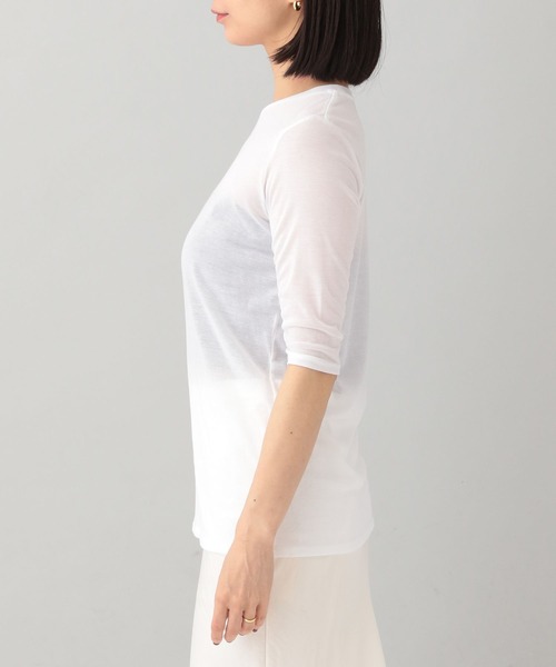 e/rm（イーアールエム）の「【e/rm】シアークルーネックTシャツ_5分袖（Tシャツ/カットソー・レディース・オフホワイト/ライトブラウン/ライトグレー・FREE）」の12枚目の写真