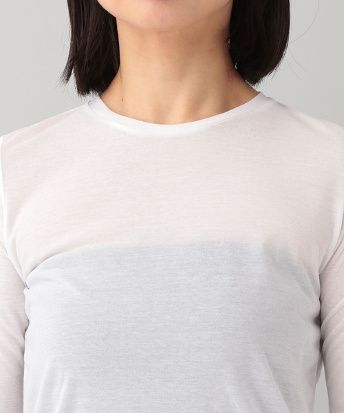 e/rm（イーアールエム）の「【e/rm】シアークルーネックTシャツ_5分袖（Tシャツ/カットソー・レディース・オフホワイト/ライトブラウン/ライトグレー・FREE）」の22枚目の写真