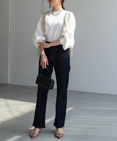 evernavy（エバーネイビー）の「ボリュームスリーブ長袖Tシャツ（Tシャツ/カットソー・レディース・ホワイト/ネイビー/ブラック・M）」の7枚目の写真