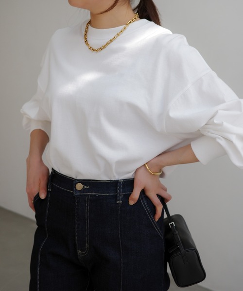 evernavy（エバーネイビー）の「ボリュームスリーブ長袖Tシャツ（Tシャツ/カットソー・レディース・ホワイト/ネイビー/ブラック・M）」の4枚目の写真