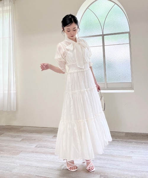 タグ付き MEI MEIJ 半袖ワンピース ティアード 赤 38 MEIMEIJ