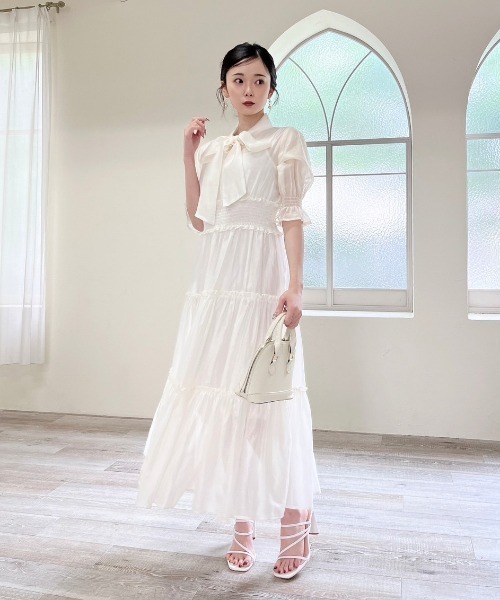 MIIA（ミーア）の「半袖シアーティアードワンピース（ワンピース