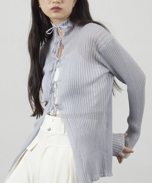 Firsthand（ファーストハンド）の「Firsthand/ファーストハンド 2way シアーリボンニット/2way シアーリボンニット（ニット/セーター・レディース・グレー/ブラック/ホワイト・FREE）」の11枚目の写真