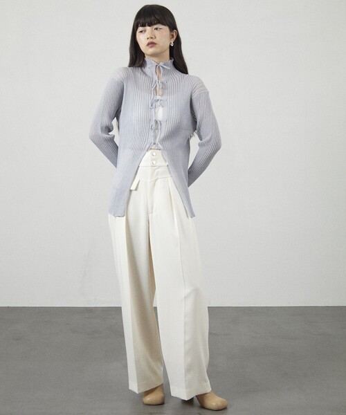 Firsthand（ファーストハンド）の「Firsthand/ファーストハンド 2way シアーリボンニット/2way シアーリボンニット（ニット/セーター・レディース・グレー/ブラック/ホワイト・FREE）」の14枚目の写真