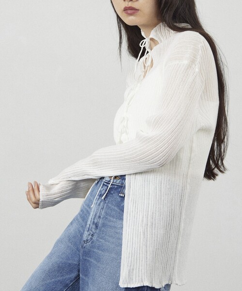 Firsthand（ファーストハンド）の「Firsthand/ファーストハンド 2way シアーリボンニット/2way シアーリボンニット（ニット/セーター・レディース・グレー/ブラック/ホワイト・FREE）」の17枚目の写真