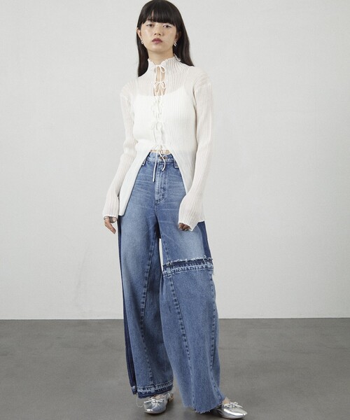 Firsthand（ファーストハンド）の「Firsthand/ファーストハンド 2way シアーリボンニット/2way シアーリボンニット（ニット/セーター・レディース・グレー/ブラック/ホワイト・FREE）」の20枚目の写真