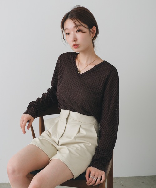 Kastane(カスタネ)の「【SETUP対応】フェイクレザーショートパンツ(その他パンツ・レディース・アイボリー/ブラック・FREE)」の6枚目の写真