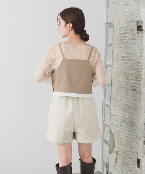 Kastane(カスタネ)の「【SETUP対応】フェイクレザーショートパンツ(その他パンツ・レディース・アイボリー/ブラック・FREE)」の12枚目の写真