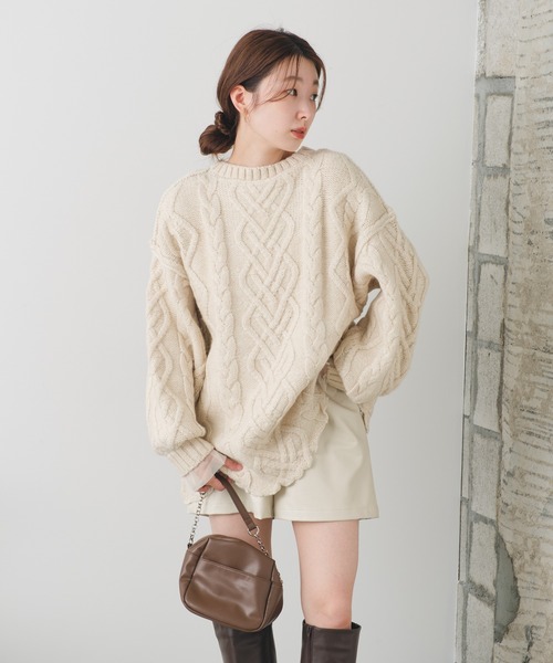 Kastane(カスタネ)の「【SETUP対応】フェイクレザーショートパンツ(その他パンツ・レディース・アイボリー/ブラック・FREE)」の19枚目の写真