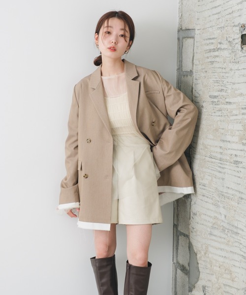 Kastane(カスタネ)の「【SETUP対応】フェイクレザーショートパンツ(その他パンツ・レディース・アイボリー/ブラック・FREE)」の21枚目の写真