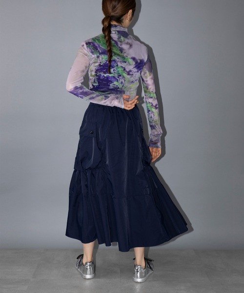 SETUP7（セットアップセブン）の「【SETUP7】ドローストリングミリタリーカーゴスカート KNF030（スカート・レディース・ブルー/ブラック/カーキ・FREE）」の5枚目の写真