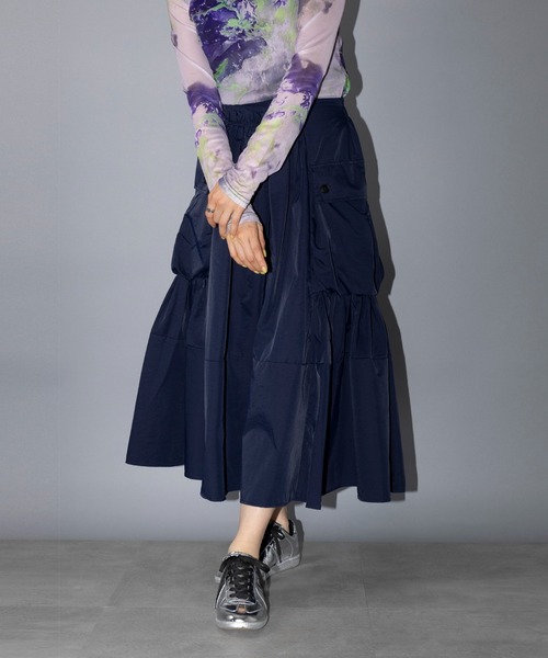 SETUP7（セットアップセブン）の「【SETUP7】ドローストリングミリタリーカーゴスカート KNF030（スカート・レディース・ブルー/ブラック/カーキ・FREE）」の9枚目の写真