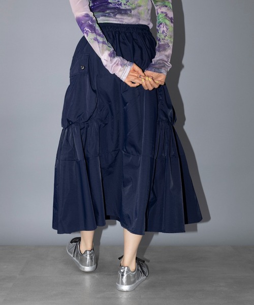 SETUP7（セットアップセブン）の「【SETUP7】ドローストリングミリタリーカーゴスカート KNF030（スカート・レディース・ブルー/ブラック/カーキ・FREE）」の10枚目の写真
