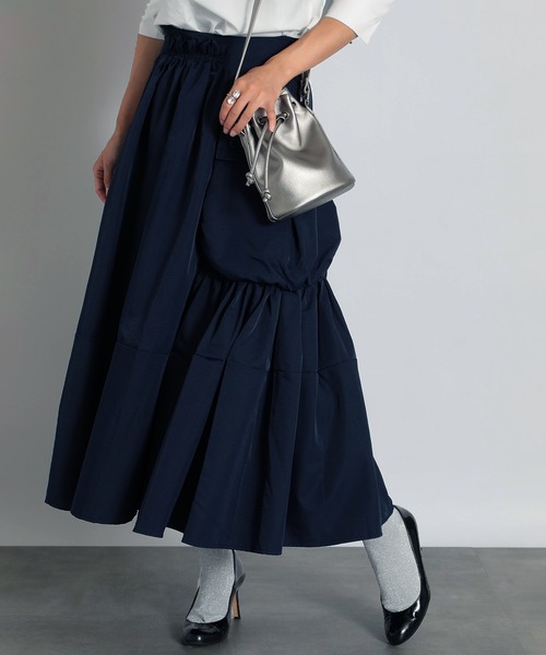 SETUP7（セットアップセブン）の「【SETUP7】ドローストリングミリタリーカーゴスカート KNF030（スカート・レディース・ブルー/ブラック/カーキ・FREE）」の4枚目の写真