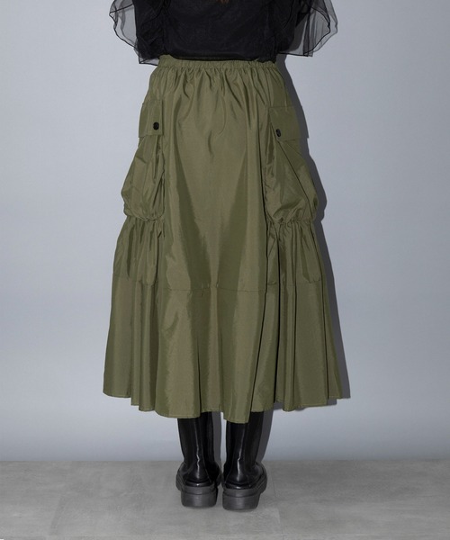 SETUP7（セットアップセブン）の「【SETUP7】ドローストリングミリタリーカーゴスカート KNF030（スカート・レディース・ブルー/ブラック/カーキ・FREE）」の18枚目の写真