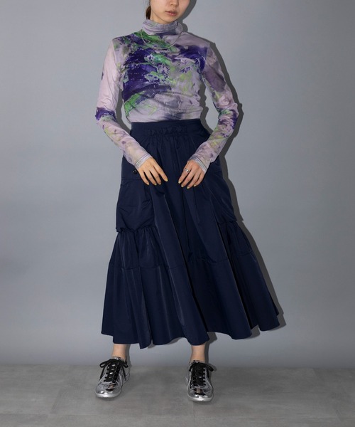 SETUP7（セットアップセブン）の「【SETUP7】ドローストリングミリタリーカーゴスカート KNF030（スカート・レディース・ブルー/ブラック/カーキ・FREE）」の8枚目の写真