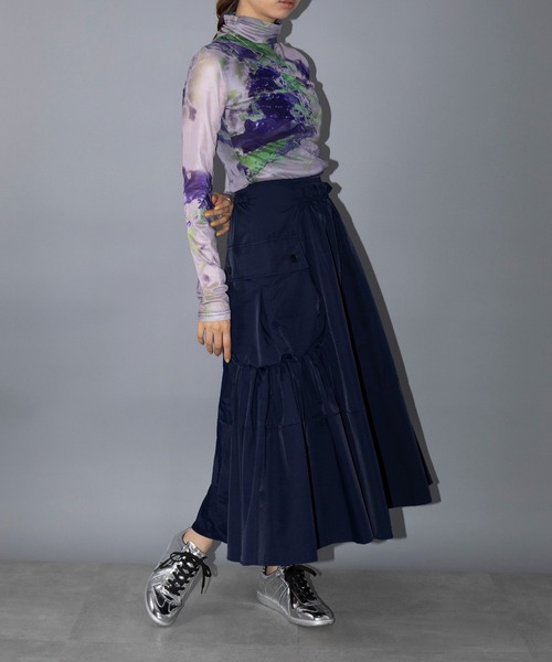 SETUP7（セットアップセブン）の「【SETUP7】ドローストリングミリタリーカーゴスカート KNF030（スカート・レディース・ブルー/ブラック/カーキ・FREE）」の7枚目の写真