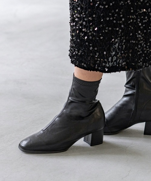 menue（メヌエ）の「【 極やわ 】 ストレッチブーツ 5cmヒール（ブーツ・レディース・アイボリー/グレイッシュベージュ/ブラック/ブラック系・3L/L/S/LL/M/SS）」の7枚目の写真