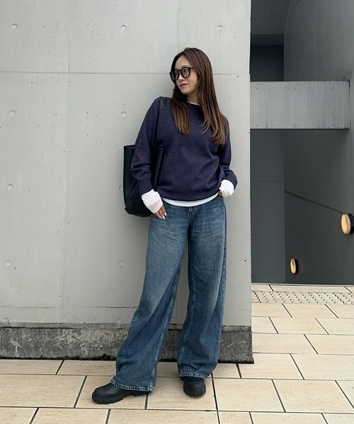 nissen（ニッセン）の「スウェットライクラグランニット（ニット/セーター・レディース・パープル/ベージュ系/杢グレー/ロイヤルブルー/ブラック/モカ/ライラック系/ネイビー系/レッド/オートミール・LL/L/M/S）」の7枚目の写真