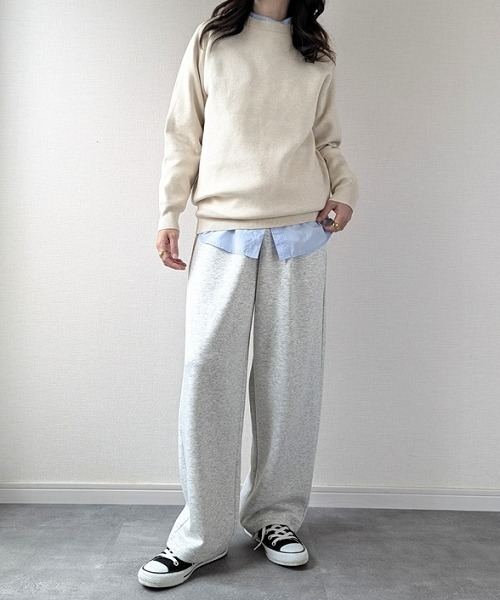 nissen（ニッセン）の「スウェットライクラグランニット（ニット/セーター・レディース・パープル/ベージュ系/杢グレー/ロイヤルブルー/ブラック/モカ/ライラック系/ネイビー系/レッド/オートミール・LL/L/M/S）」の4枚目の写真