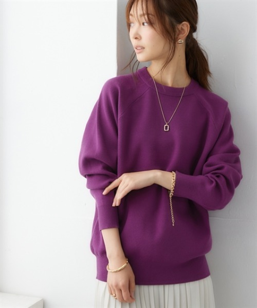 nissen（ニッセン）の「スウェットライクラグランニット（ニット/セーター・レディース・パープル/ベージュ系/杢グレー/ロイヤルブルー/ブラック/モカ/ライラック系/ネイビー系/レッド/オートミール・LL/L/M/S）」の8枚目の写真