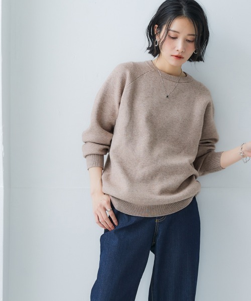 nissen（ニッセン）の「スウェットライクラグランニット（ニット/セーター・レディース・パープル/ベージュ系/杢グレー/ロイヤルブルー/ブラック/モカ/ライラック系/ネイビー系/レッド/オートミール・LL/L/M/S）」の11枚目の写真