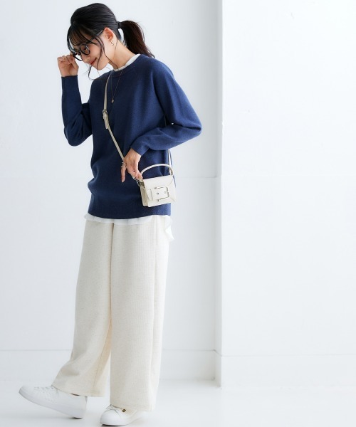 nissen（ニッセン）の「スウェットライクラグランニット（ニット/セーター・レディース・パープル/ベージュ系/杢グレー/ロイヤルブルー/ブラック/モカ/ライラック系/ネイビー系/レッド/オートミール・LL/L/M/S）」の12枚目の写真