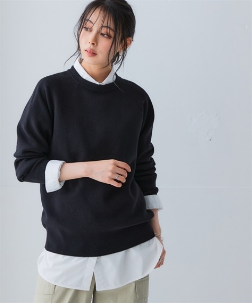 nissen（ニッセン）の「スウェットライクラグランニット（ニット/セーター・レディース・パープル/ベージュ系/杢グレー/ロイヤルブルー/ブラック/モカ/ライラック系/ネイビー系/レッド/オートミール・LL/L/M/S）」の20枚目の写真