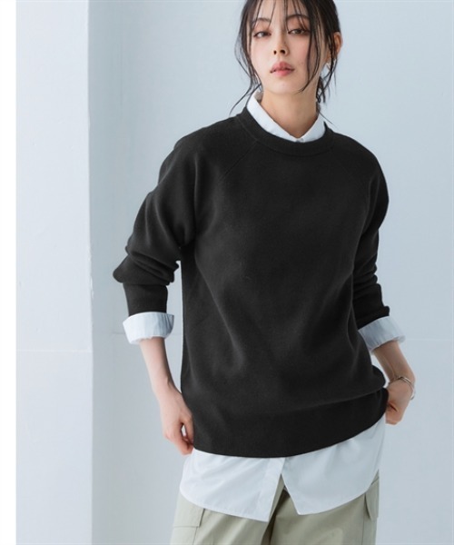 スウェットライクラグランニット（ニット/セーター）｜nissen