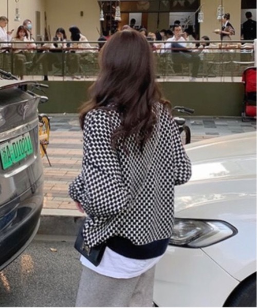 Burner（バーナー）の「【OKUOKU　0909】ニット / チェック柄 / ルーズ oku-tops-726669595082-32　A1（ニット/セーター・レディース・ブラウン系その他/ブラック系その他・FREE）」の5枚目の写真