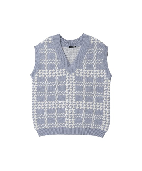 ANDGEEBEE（アンジービー）の「UNISEX チェックニットベスト（ベスト・レディース・ブルー/ブラック・X-LARGE）」の8枚目の写真