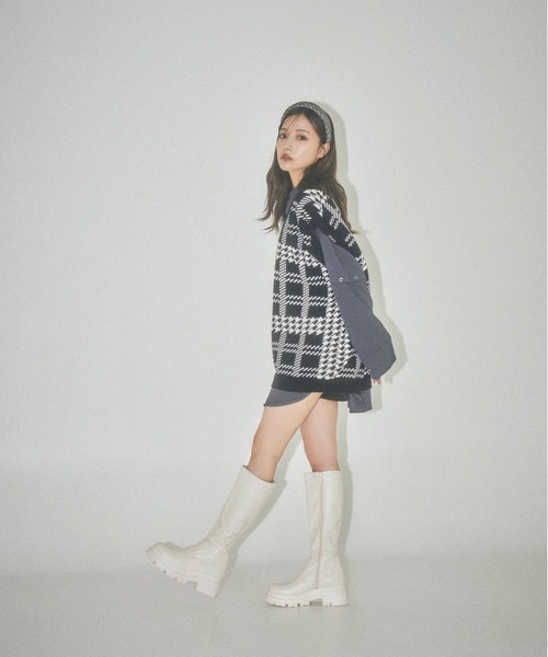 ANDGEEBEE（アンジービー）の「UNISEX チェックニットベスト（ベスト・レディース・ブルー/ブラック・X-LARGE）」の14枚目の写真