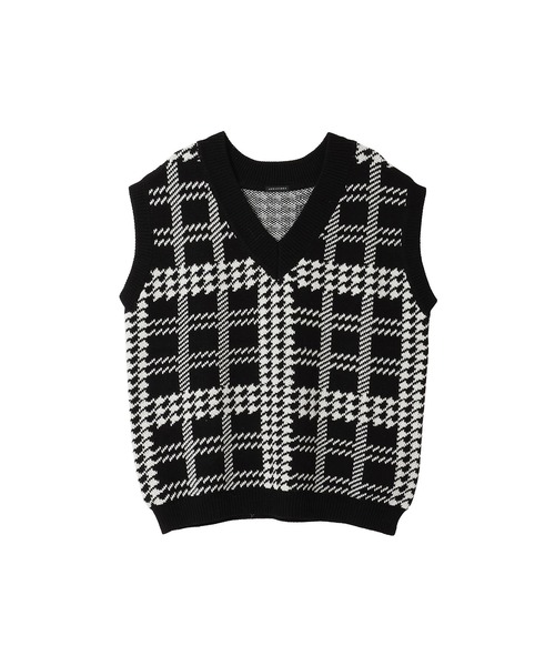 ANDGEEBEE（アンジービー）の「UNISEX チェックニットベスト（ベスト・レディース・ブルー/ブラック・X-LARGE）」の15枚目の写真