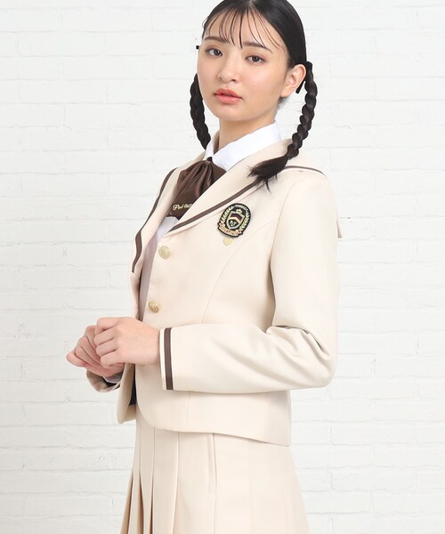 ピンクラテ 卒業式 女の子 卒服 小6 ベージュ セーラーカラー 25年入卒・セレモニー・卒服】パイピング ジャケット(M(150