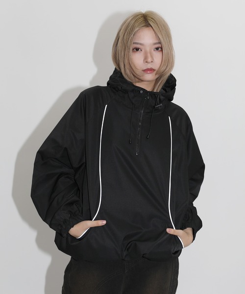 セール】ハーフジップパイピングリフレクトテックジャケット（ブルゾン