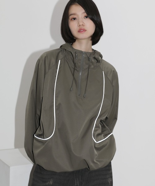 セール】ハーフジップパイピングリフレクトテックジャケット（ブルゾン