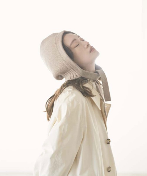 HIGHTIDE（ハイタイド）の「odds KNIT HOOD オッズ ニットフード バラクラバ ウール ニット帽子（ニットキャップ/ビーニー・レディース・グレー/ブラック/ベージュ・FREE）」の4枚目の写真