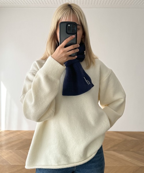 CANAL JEAN（キャナルジーン）の「El mar　Santacruz Club刺繍フリースマフラー（マフラー・レディース・ブラック/ネイビー/アイボリー・ONE SIZE）」の21枚目の写真