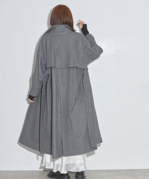 セール】スタンドカラーロングコート（ステンカラーコート）｜leimn