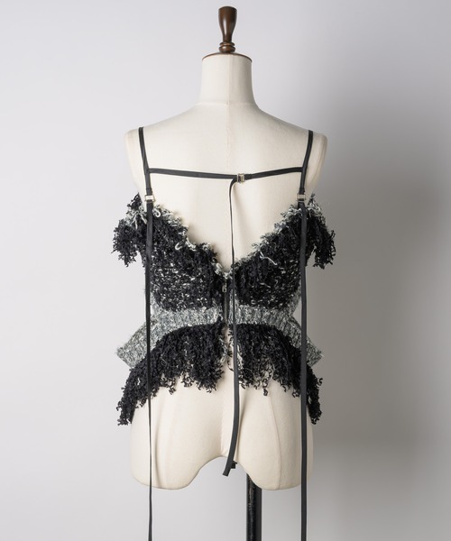 LA BELLE ETUDE ラベルエチュード　ミックスツイードニットビスチェ黒 LA BELLE ETUDE（ラベルエチュード）の「ミックスツイードニット